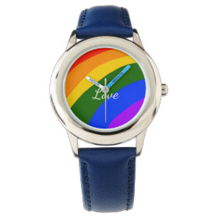 Rainbow pride month love add name text art watch