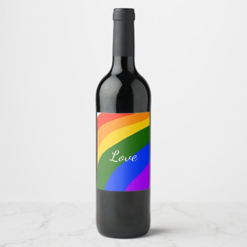Rainbow pride month love add name text art wine label