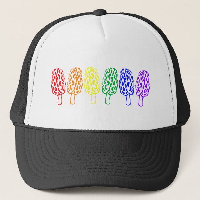 Rainbow Pride Morel Mushrooms Trucker Hat (Front)