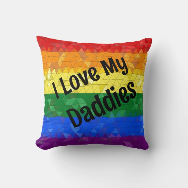 Rainbow Pride Mosaic Love Daddies Throw Pillow (Front)