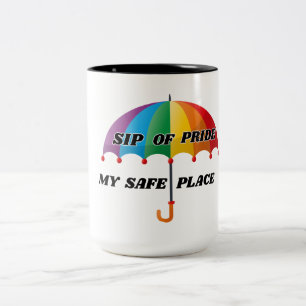 RAINBOW PRIDE MY SAFE PLACE LGBTQ 15 OZ. Two-Tone COFFEE MUG