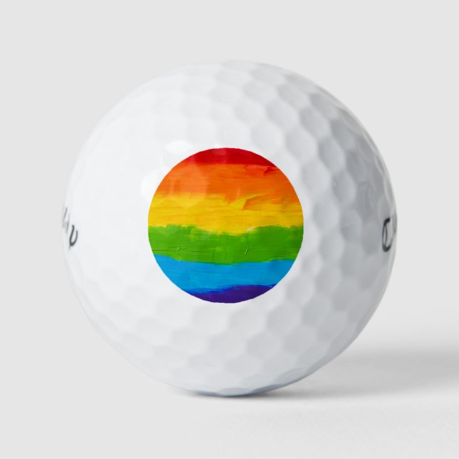 Rainbow Pride Oil Paint LGBT Golf Balls – Colorful (Front)