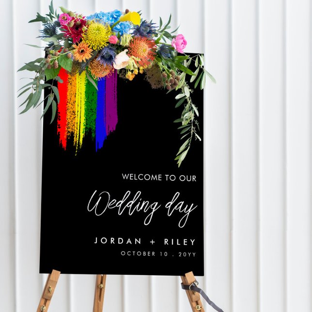 Rainbow Pride Paint Strokes LGBT Wedding Welcome Foam Board (Creator Uploaded)
