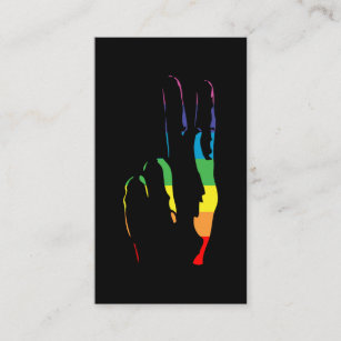 rainbow pride peace sign business card