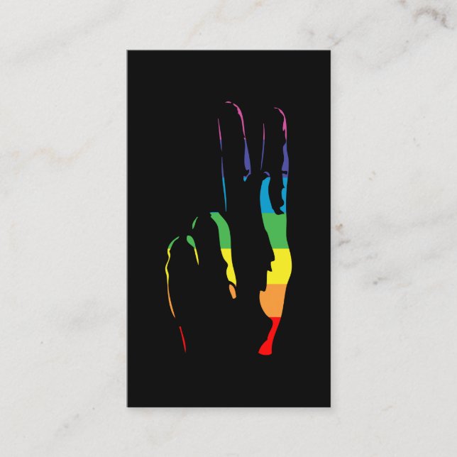 rainbow pride peace sign business card (Front)