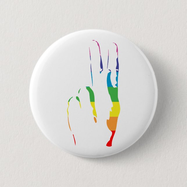 rainbow pride peace sign button (Front)