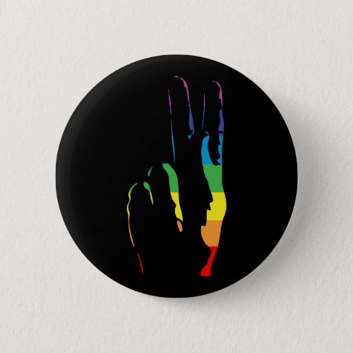 rainbow pride peace sign button