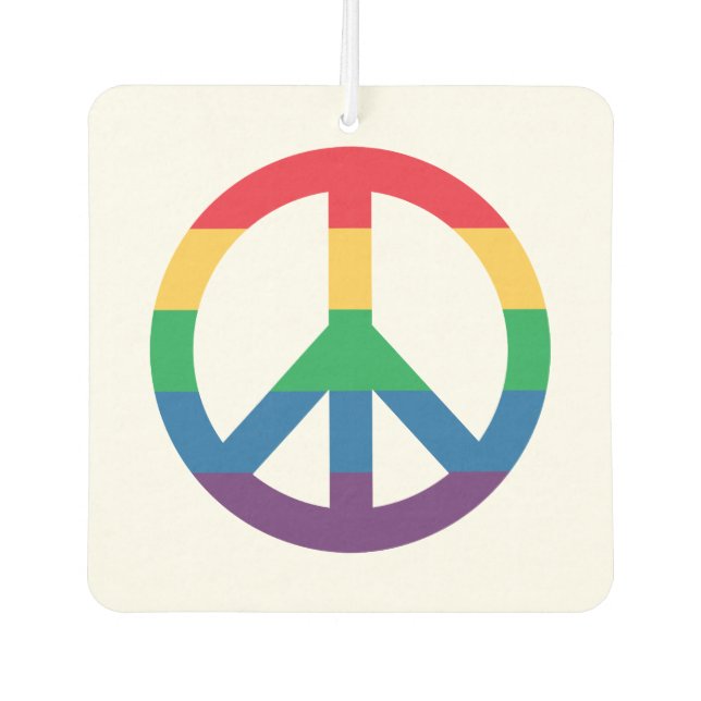 Rainbow Pride Peace Sign Car Air Freshener (Front)