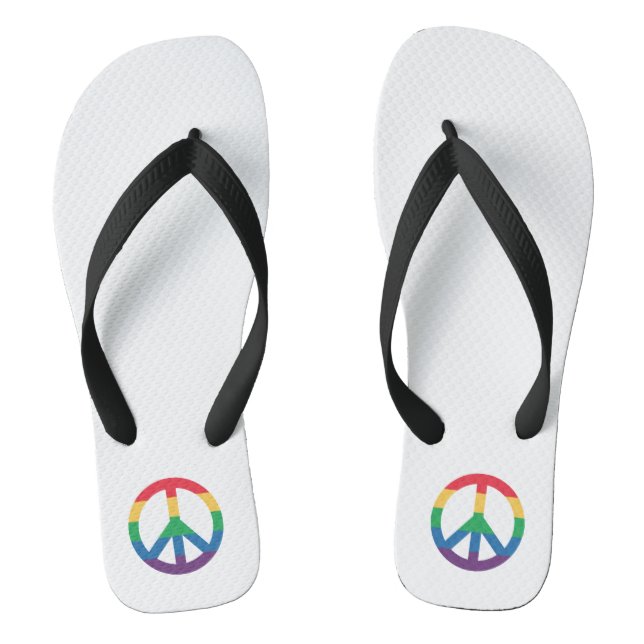 Rainbow Pride Peace Sign Flip Flops (Footbed)