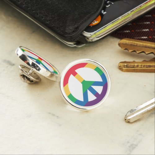 Rainbow Pride Peace Sign Lapel Pin