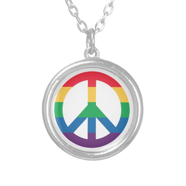 Rainbow peace deals sign necklace