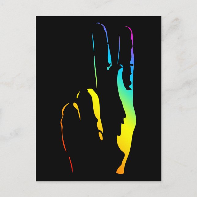 rainbow pride peace sign postcard (Front)