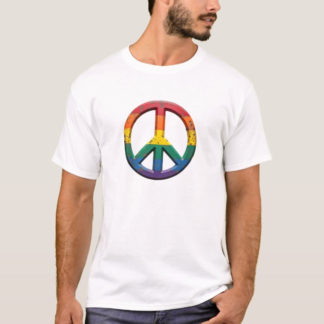 Rainbow Pride Peace Sign T-Shirt (Front)