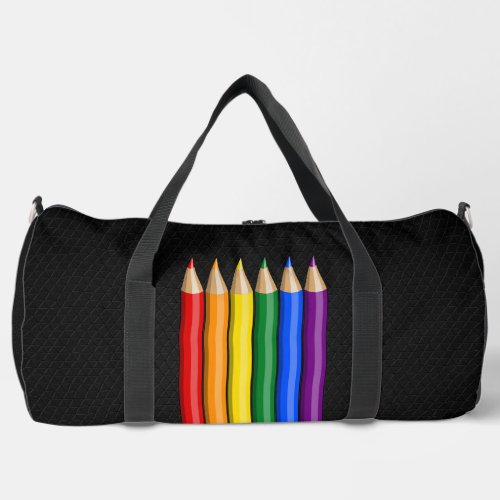 Rainbow pride pencils  duffle bag