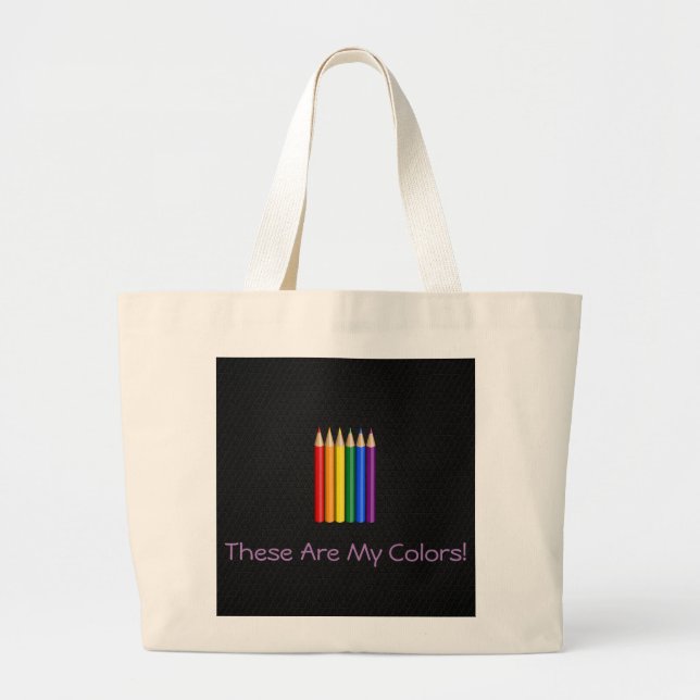Rainbow pride pencils  large tote bag (Front)