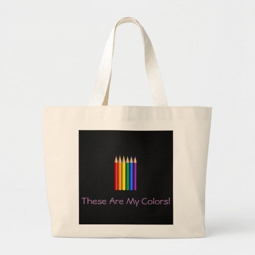 Rainbow pride pencils  large tote bag