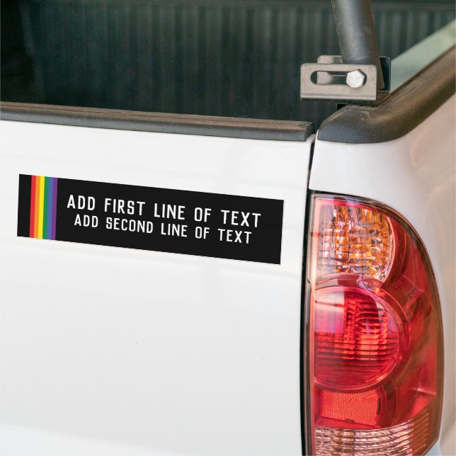 Rainbow Pride Personalized 2 Line Text Template Bumper Sticker (On Truck)