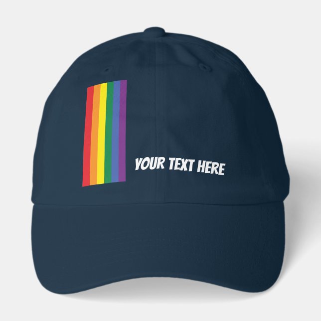 Rainbow Pride Personalized Text Template Hat (Front)