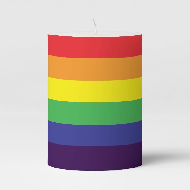 Rainbow Pride Pillar Candle (Front)