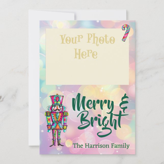 Rainbow Pride Pink Nutcracker Holiday Card (Front)