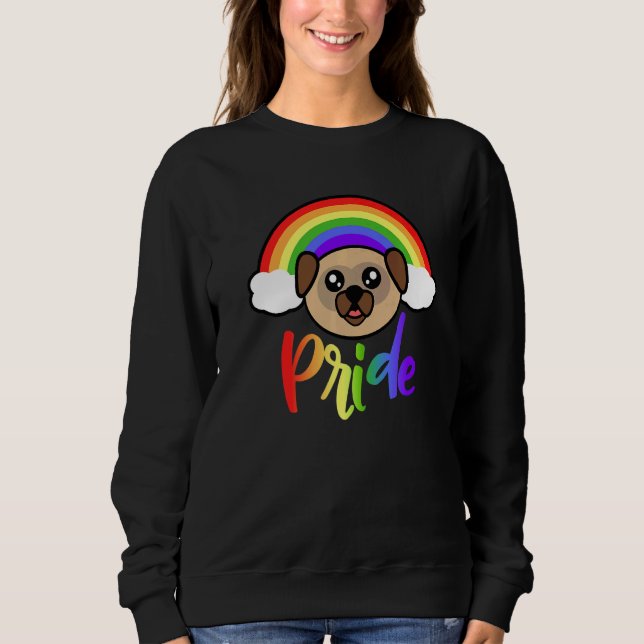 Rainbow Pride Pug Cute LGBTQ Rainbow Pug   Sweatshirt (Front)