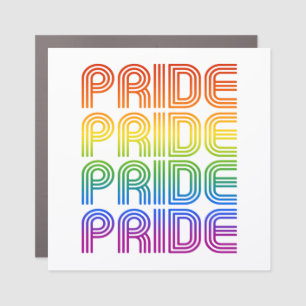 Rainbow Pride Retro Car Magnet