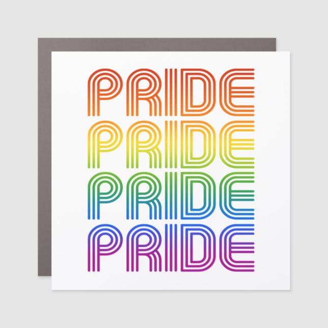 Rainbow Pride Retro Car Magnet (Front)