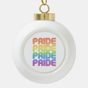 Rainbow Pride Retro Ceramic Ball Christmas Ornament