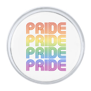 Rainbow Pride Retro Silver Finish Lapel Pin
