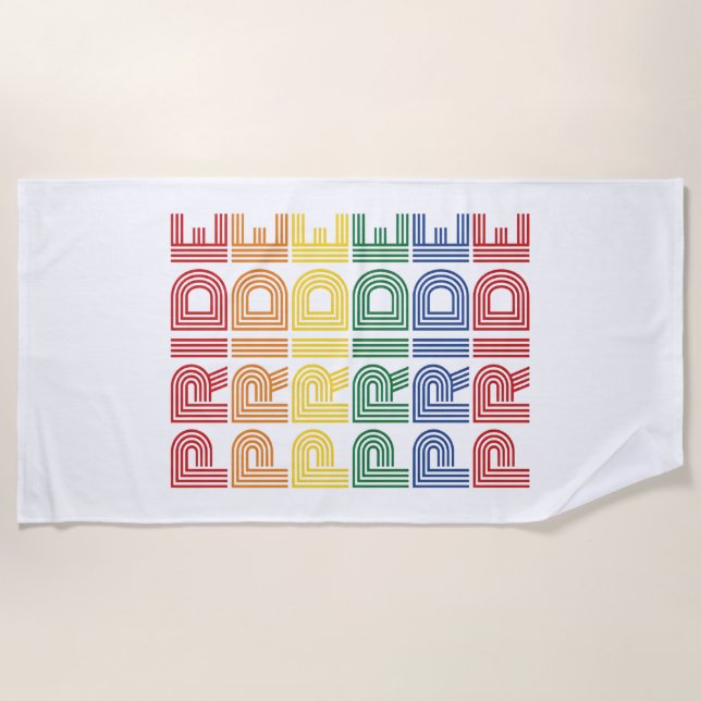 Rainbow Pride Retro Typography Vector Design_1 Beach Towel (Front)