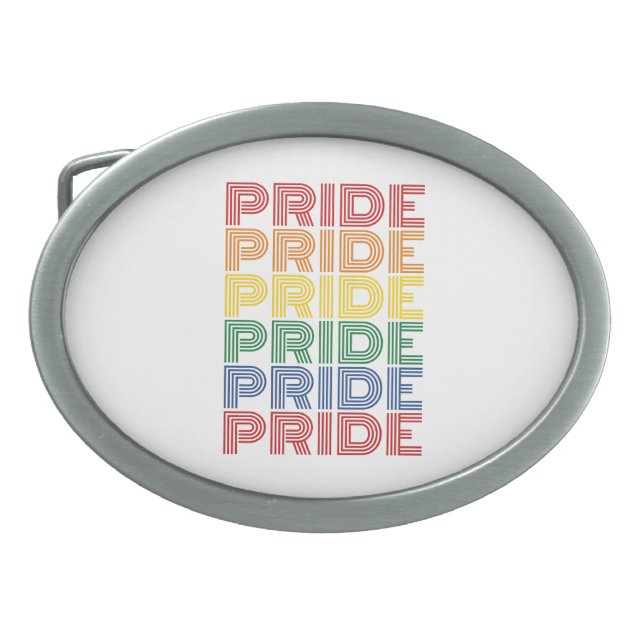 Rainbow Pride Retro Typography Vector Design_1 Belt Buckle (Front)