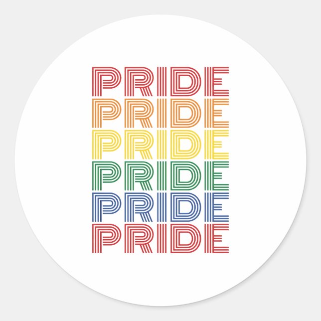 Rainbow Pride Retro Typography Vector Design_1 Classic Round Sticker (Front)
