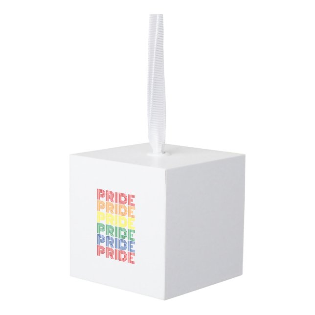 Rainbow Pride Retro Typography Vector Design_1 Cube Ornament (Back Angled)