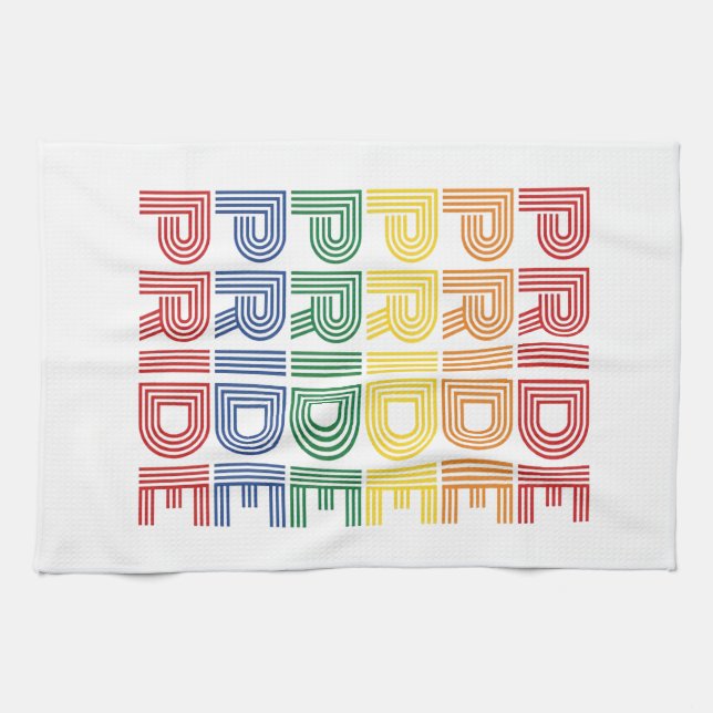 Rainbow Pride Retro Typography Vector Design_1 Kitchen Towel (Horizontal)