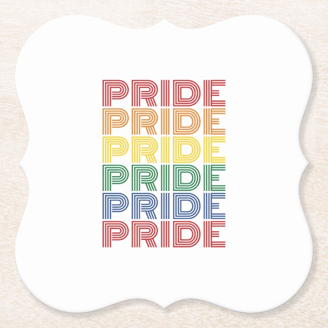 Rainbow Pride Retro Typography Vector Design_1 Paper Coaster (Front)