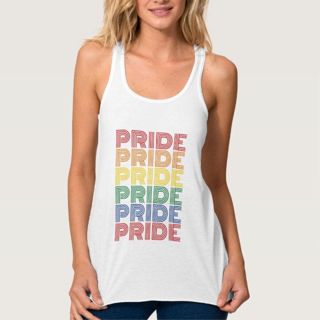 Rainbow Pride Retro Typography Vector Design_1 Tank Top (Front)