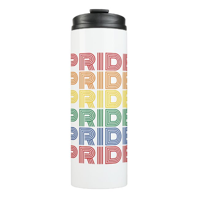Rainbow Pride Retro Typography Vector Design_1 Thermal Tumbler (Front)