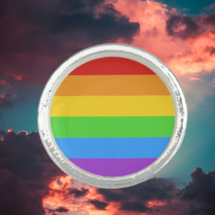 Rainbow Pride Round Ring: Embrace the Spectrum Ring