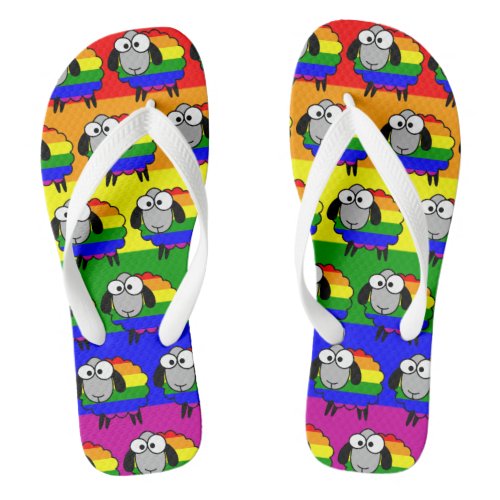 Rainbow Pride Sheep Flip Flops