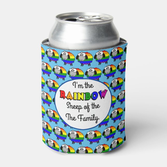 Rainbow Pride Sheep Pattern Can Cooler (Can Front)