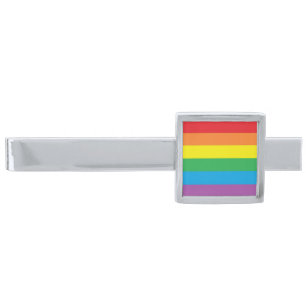 Rainbow Pride Silver Finish Tie Bar