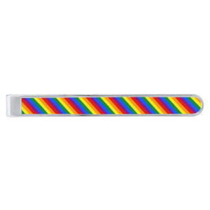Rainbow Pride Silver Finish Tie Bar