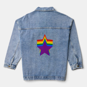 Rainbow pride stars denim jacket