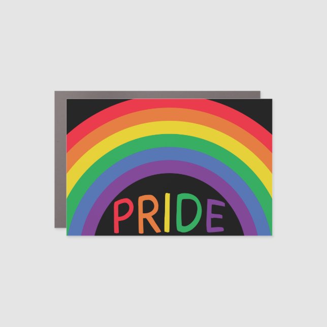 Rainbow Pride Sticker LGBTQ+ support Car Magnet (Front)