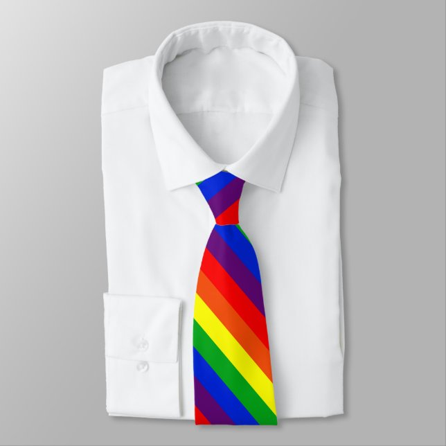 Rainbow pride stripe  neck tie (Tied)