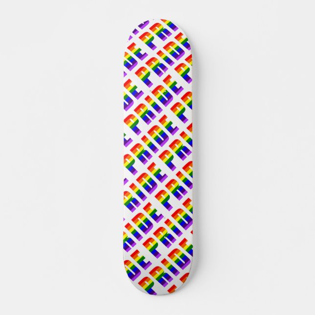 Rainbow Pride Text Art Skateboard Deck (Front)