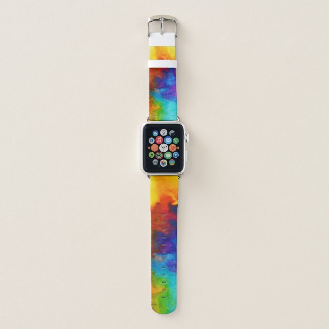 Rainbow Pride Tie Dye Apple Watch Band (Front)