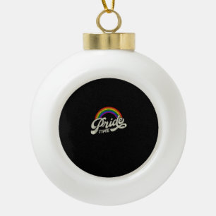 Rainbow, Pride Time, LGBT Tank Top Ceramic Ball Christmas Ornament