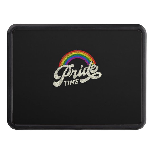 Rainbow, Pride Time, LGBT Tank Top Hitch Cover (Front)