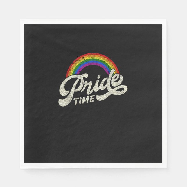 Rainbow, Pride Time, LGBT Tank Top Napkins (Front)